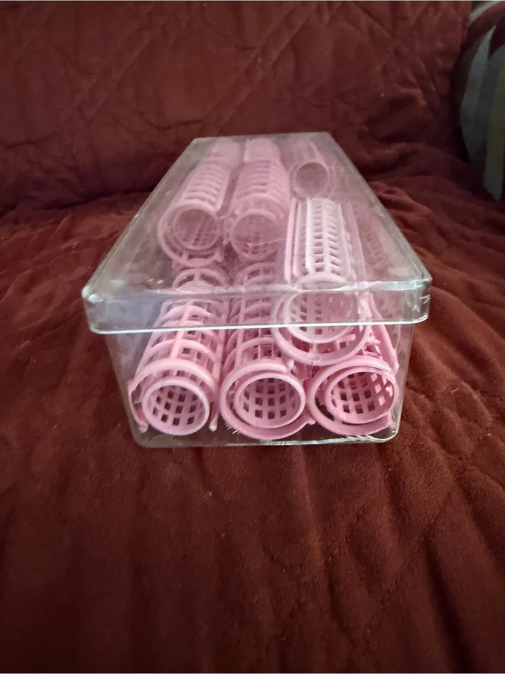 Vintage Pink Hair Rollers Storage Set - Home Organization